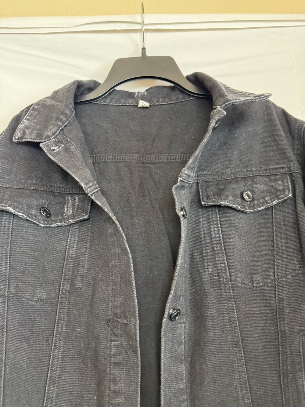 Women’s Washed Black Denim jacket with embroidered back- Casual Lightweight - Picture 4 of 8